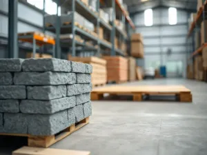 Mężczyzna miesza łopatą składniki suchego betonu w taczce na placu budowy.